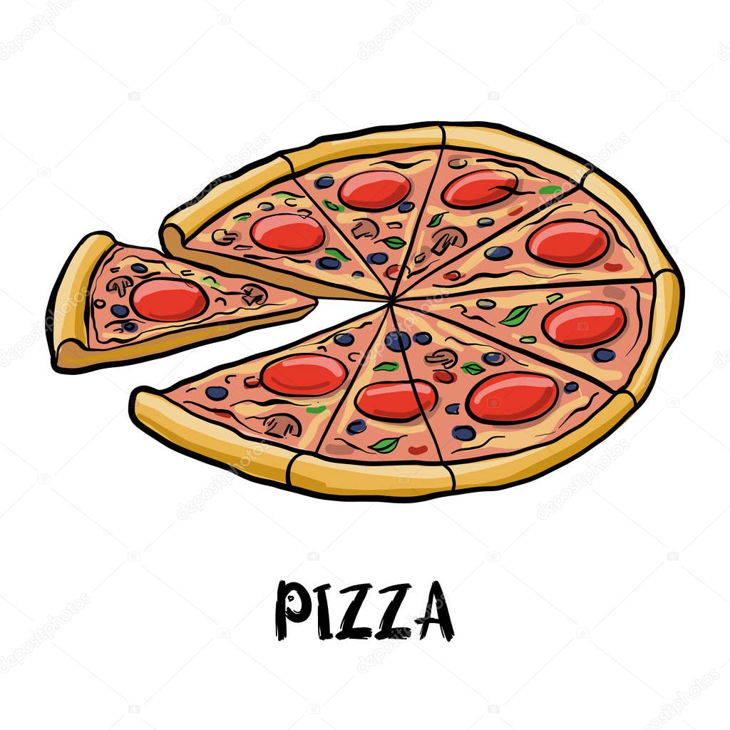 Pizza çizim vektör — Stok Vektör © cat_arch_angel 195712640