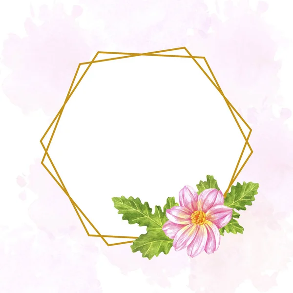 Watercolor floral template with flower — ストック写真