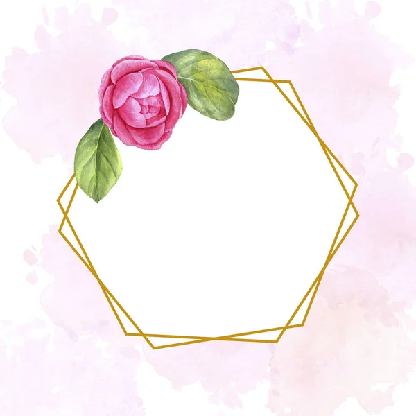 Watercolor floral template with flower — ストック写真