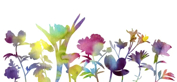 Акварель малювання квіти — стокове фото