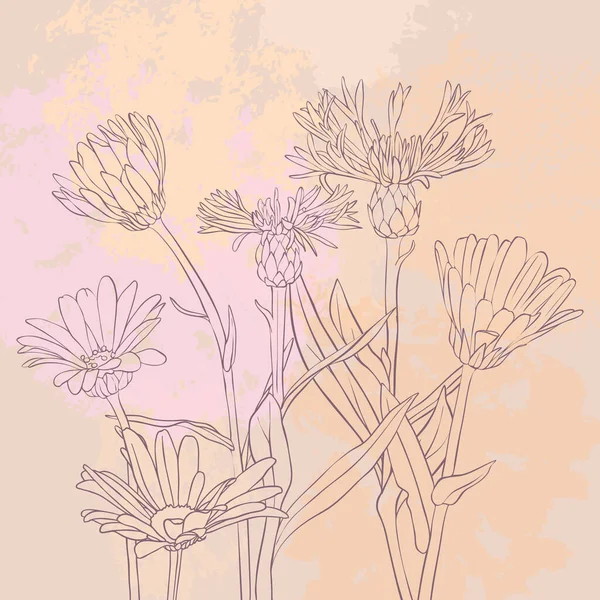 Vector dibujo flores — Vector de stock