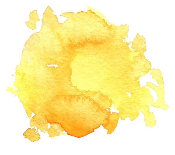 Aquarela fundo amarelo, mancha de tinta — Fotografia de Stock