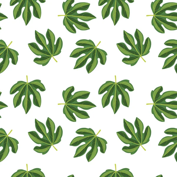 Vector seamless pattern with drawing leaves — ストックベクタ