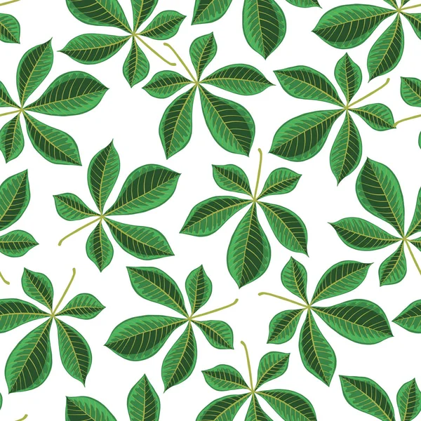 Vector seamless pattern with drawing leaves — Stock Vector