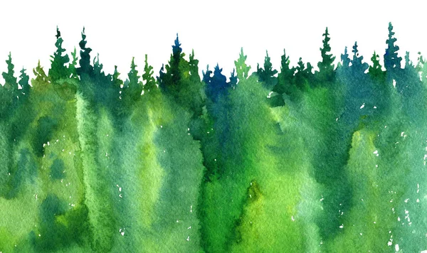 Paysage aquarelle avec des arbres — Photo