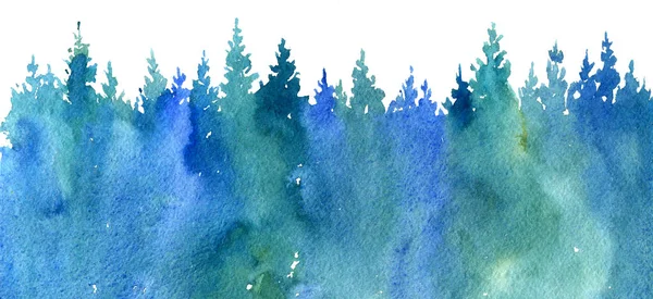 Paysage aquarelle avec des arbres — Photo