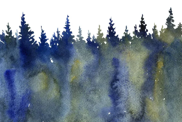 Peisaj acuarelă cu copaci — Fotografie, imagine de stoc