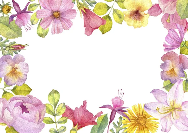 Modello senza soluzione di continuità con fiori disegno ad acquerello — Foto Stock