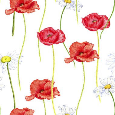 Vahşi bitkiler ve çiçeklerle kusursuz desen