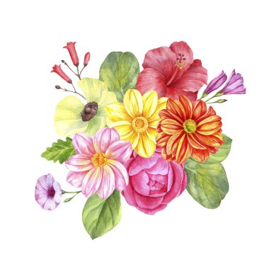 suluboya çiçekler çiziyor