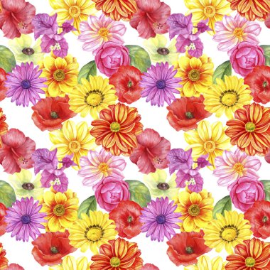 Suluboya çiçekli kusursuz desen