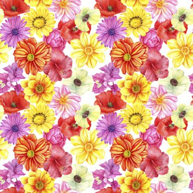 Suluboya çiçekli kusursuz desen