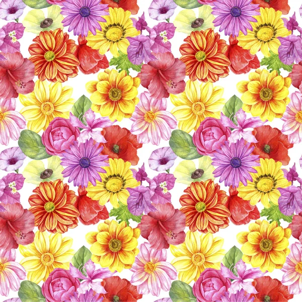 Seamless pattern with watercolor flowers — Stock Photo, Image