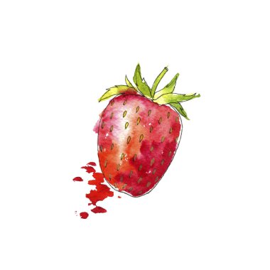 suluboya çilek çiziyor