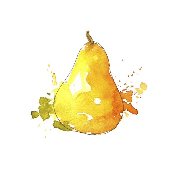 Watercolor drawing yellow pear — Stock Photo, Image