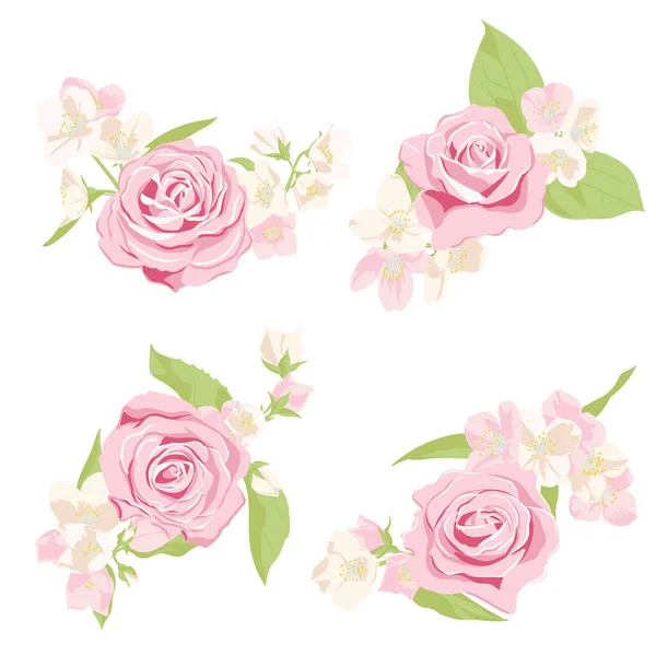 Dessin vectoriel fleurs ensemble — Image vectorielle