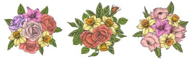 Vintage vektör çiçek bileşimi