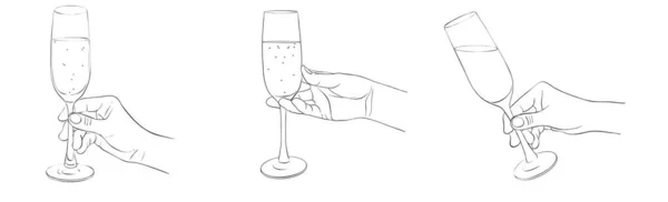 Ręce ze szklanką szampana — Wektor stockowy