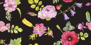 suluboya çiçekler çiziyor