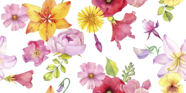 Acquerello disegno fiori — Foto Stock