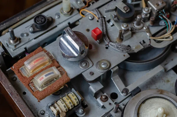 Disassembled tape recorder on the table. — 스톡 사진