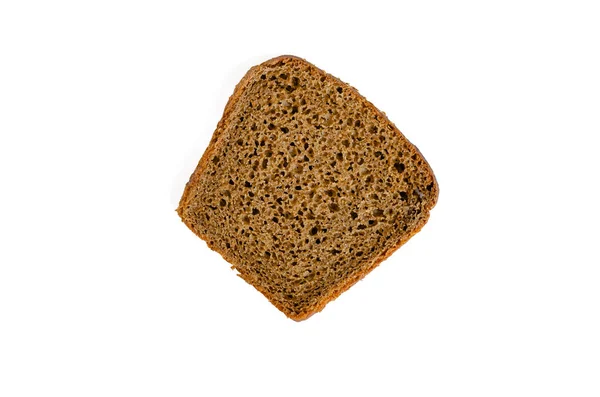 Een enkel sneetje roggebrood op een witte achtergrond. — Stockfoto