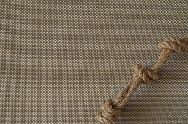 Cuerda Cáñamo Con Tres Nudos Fondo Abstracto Con Cuerdas Naturales — Foto de Stock