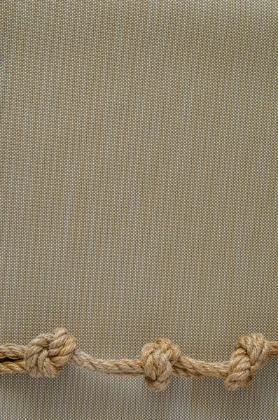 Henneptouw Met Drie Knopen Abstracte Achtergrond Met Natuurlijke Touwen Zeilen — Stockfoto