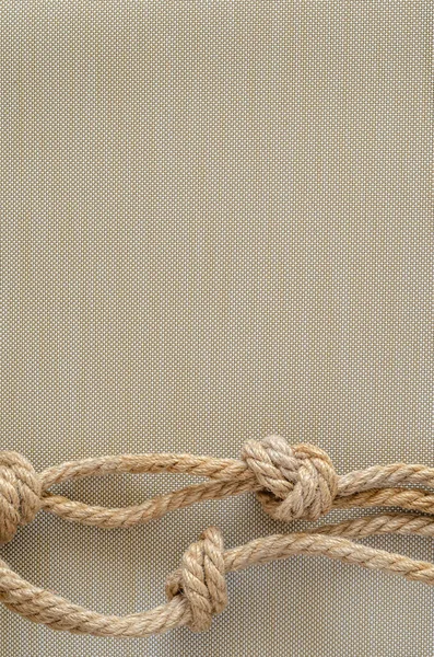 Hanfseil Mit Knoten Abstrakter Hintergrund Mit Natürlichen Seilen Blick Von — Stockfoto