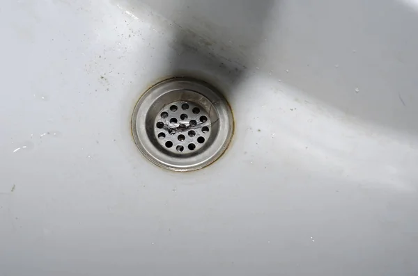 Dirty Ceramic Sink Dressing Room Gas Station Detailed Shot Shell — Stock Photo, Image