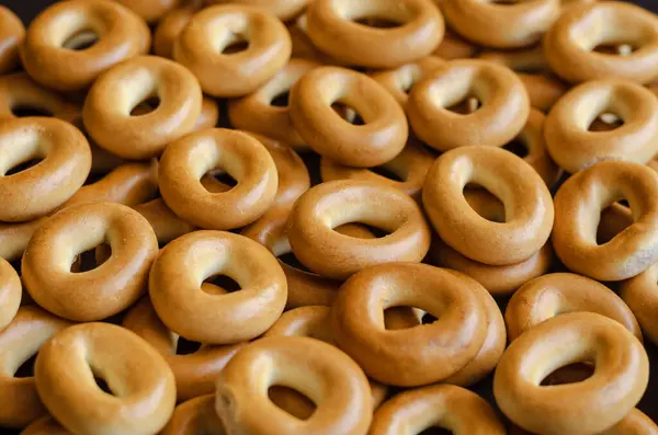 Traditionelle Runde Bagels Großaufnahme Ein Bündel Süßer Leckereien Zum Tee — Stockfoto