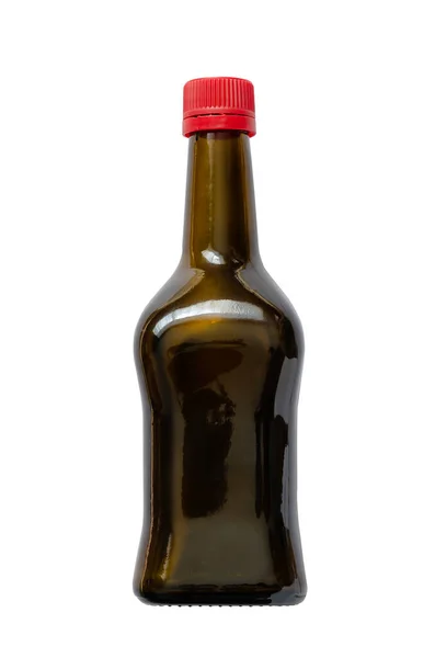 Brown Glass Bottle Red Cork Square Bottle Liquids Sauce Marinades — Stock Photo, Image