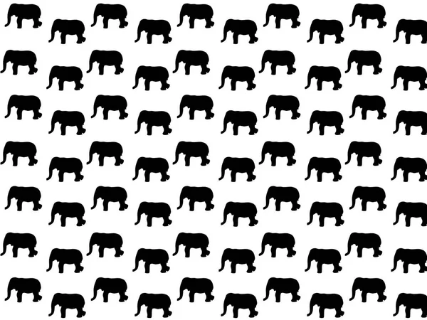 Patrón Sin Costuras Siluetas Elefante Negro Sobre Fondo Blanco — Foto de Stock