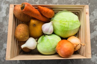 Sebzeli kutu. Yakın plan..