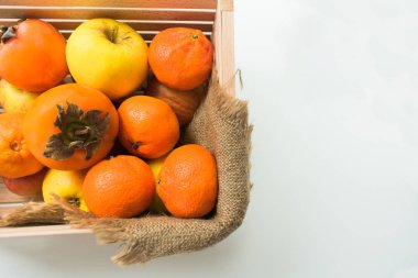 Meyve kutusu, üst manzara. Boşluğu kopyala.