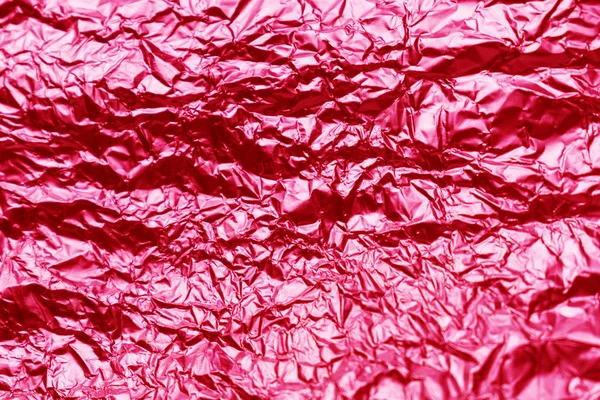 Червона Текстура Збитих Листів Алюмінієвої Фольги Фон Фольги — стокове фото