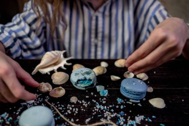 Deniz tarzı dekorasyon deniz seyahat hakkında hayal kavram macaroons