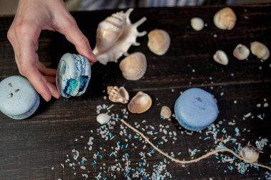 Deniz tarzı dekorasyon deniz seyahat hakkında hayal kavram macaroons