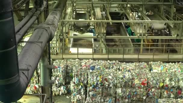 Geperst afval in de verbrandingsoven na sortering. — Stockvideo
