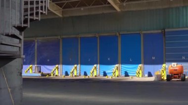 garbage truck unloading area. gates for unloading garbage trucks at incinerator