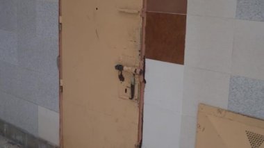 steel prison cell door in the prison corridor