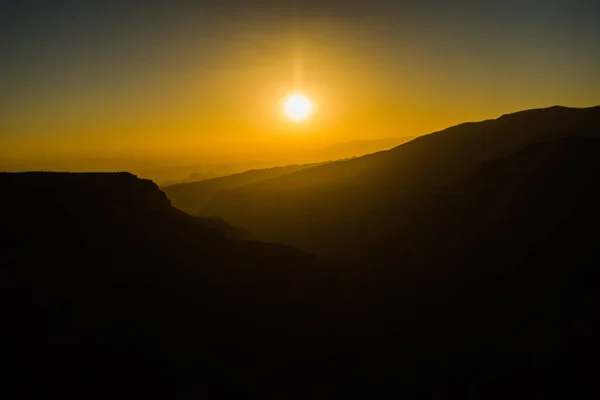Sunset Oman Mountains at Jabal Akhdar in Al Hajar Mountains — Stock Photo, Image