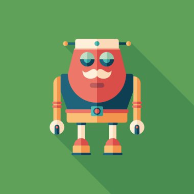 Robot denizci düz uzun gölgeler ile kare simgesi.
