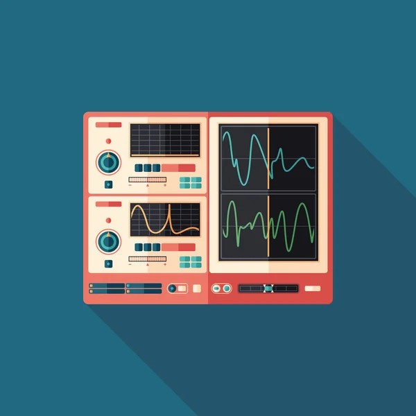 Audio-equalizer Platte vierkante pictogram met lange schaduwen. — Stockvector