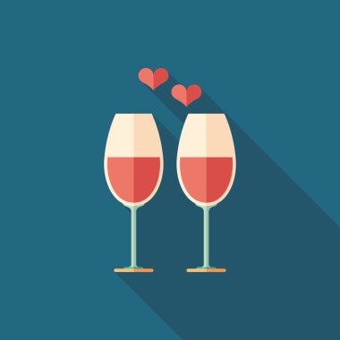 Wine glasses flat square icon with long shadows. vector Wine glasses flat square icon with long shadows. vector