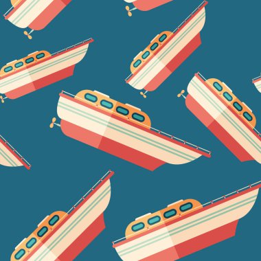 Motorlu tekne düz simgesi seamless modeli.