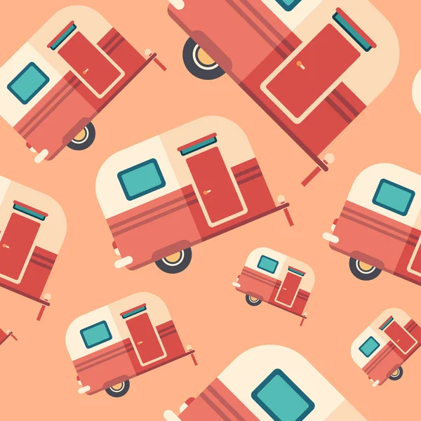 Seyahat römork düz simgesi seamless modeli.
