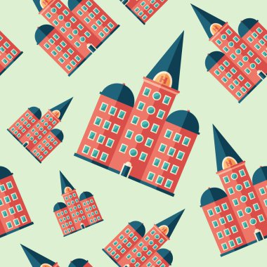 Retro otel düz simgesi seamless modeli.