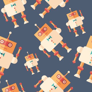 Robot steward düz simgesi seamless modeli.