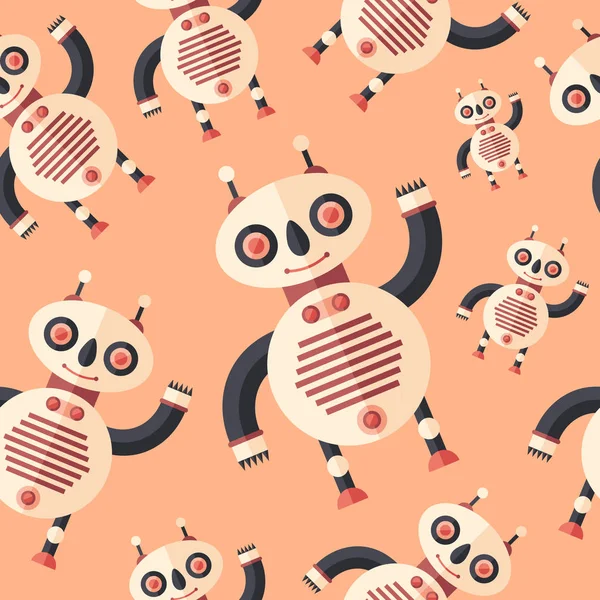 Robot panda flat icon seamless pattern.